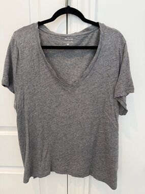 Madewell Whisper Lightweight Cotton V-Neck T-Shirt Size XXL Heather Iron
